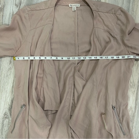 Eliane Rose Open Blazer Jacket Tencel Beige Pink Roll Tab 3/4 Sleeve Size L - Picture 4 of 6